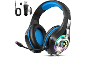 ORDTOP 2.4GHz Wireless Gaming Headsets for PS5/PS4/PC/Switch/Xbox, RGB Noise Cancelling Over-Ear Headphones with 7.1 Surround Sound, 40mm Drivers, 276g ultraligero, Memory Foam, 45H Gaming Headphones 2025