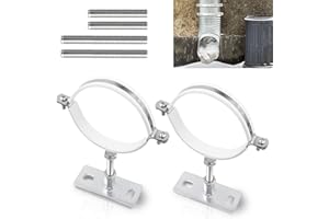 NIUOHOY 2 Sets 4 Inch Adjustable Pipe Bracket Heavy Duty Adjustable Clamp Bracket with Screw & Expansion Tube Wall Support Chimney Pipe Holder for Plastic Ventilation Pipe Chimney Drainage Tube
