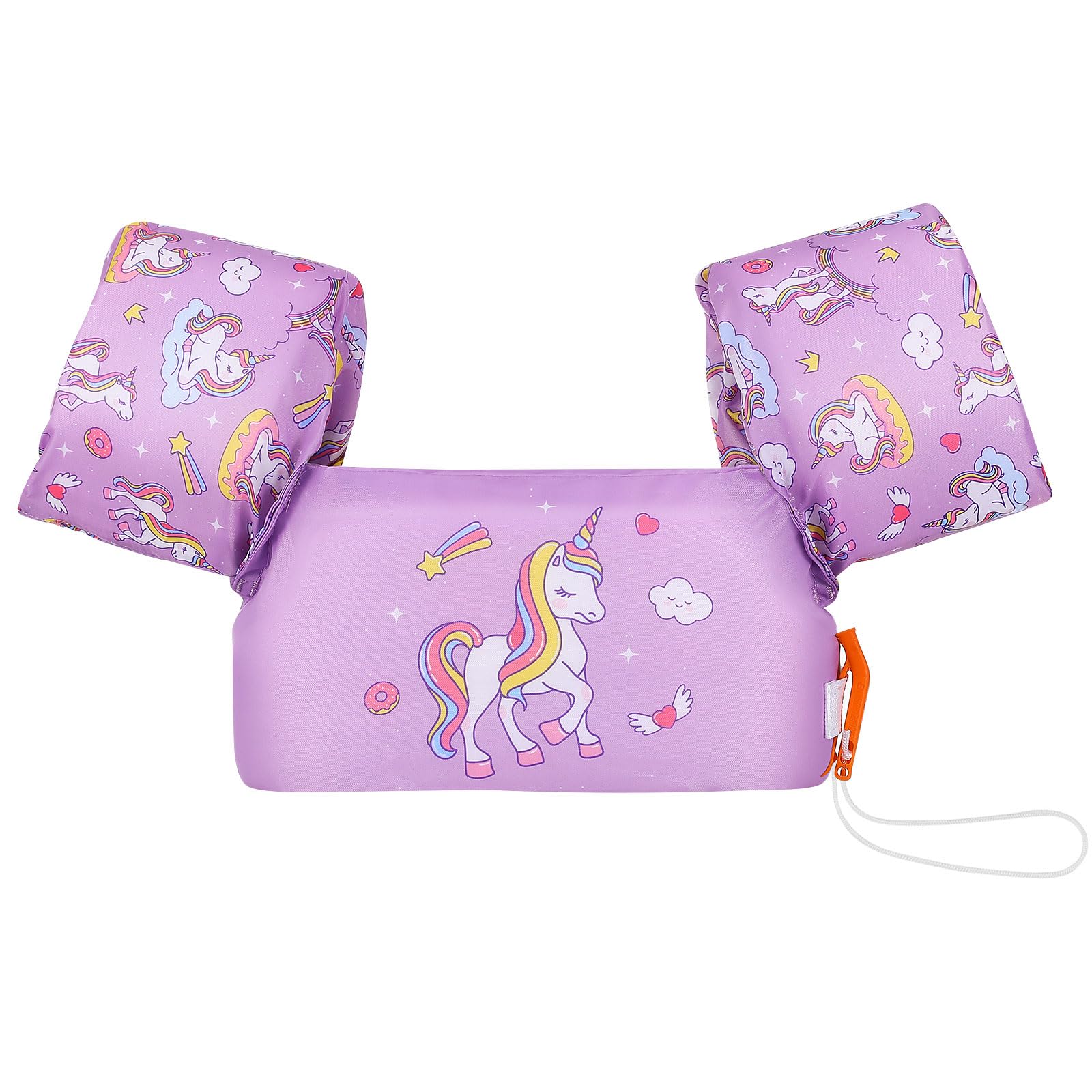 MoKo Swim Arm Band for Kids, Children Swim Vest Cute Cartoon Swimming Wings Pool Floats Sleeve Toddlers Water Device Beach Sports Learning Swim Training Equipment, Purple & Unicorn