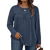 WYNNQUE Womens Plus Size Tops Long Sleeve Shirts Dressy Casual Blouses Flowy Peplum Tunics Loose Fit Fall Clothes Babydoll
