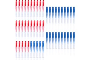 ewinever 50 Count Interdental Brush,Toothpick Tooth Flossing Head Oral Dental Hygiene Brush, Tooth Cleaning Tool (Red+Blue)