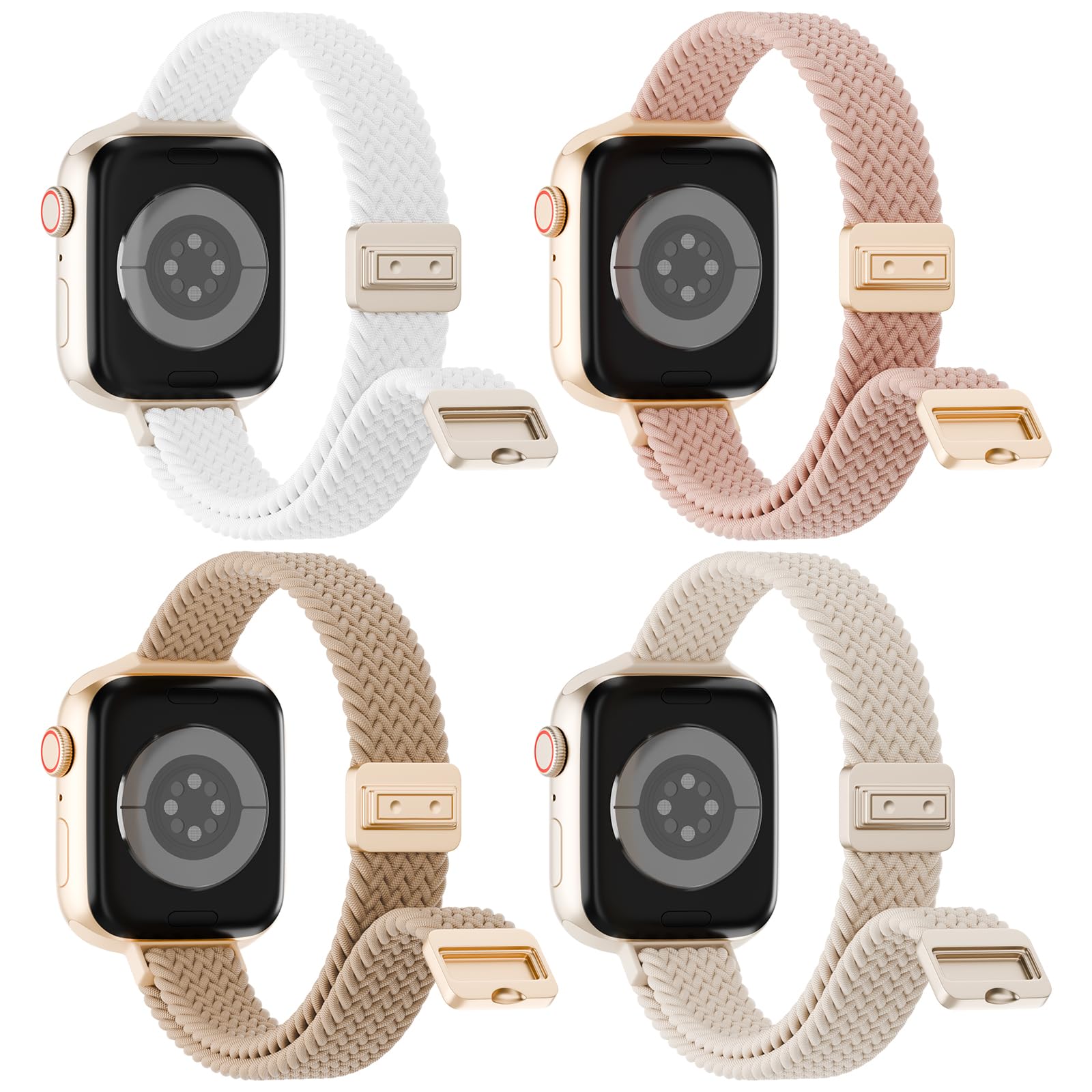 Slim Braided with Magnetic Clasp Compatible with Apple Watch Bands 38mm 40mm 41mm 42mm 44mm 45mm 46mm 49mm Women Men, Thin Elastic Nylon Loop Sport Strap for iWatch Series 11 10 9 8 7 6 5 4 3 SE Ultra