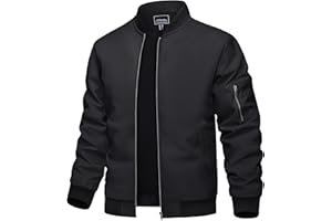 TACVASEN Men's Bomber Jacket Lightweight Casual Spring Fall Windbreaker Zip Up Coat with Pocket