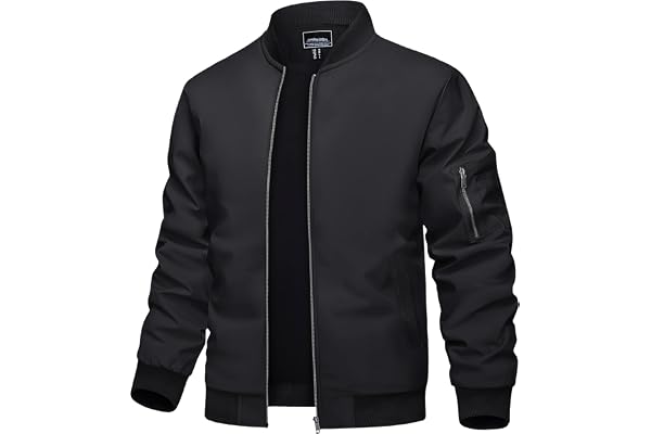 TACVASEN Men's Bomber Jacket Lightweight Casual Spring Fall Windbreaker Zip Up Coat with Pocket