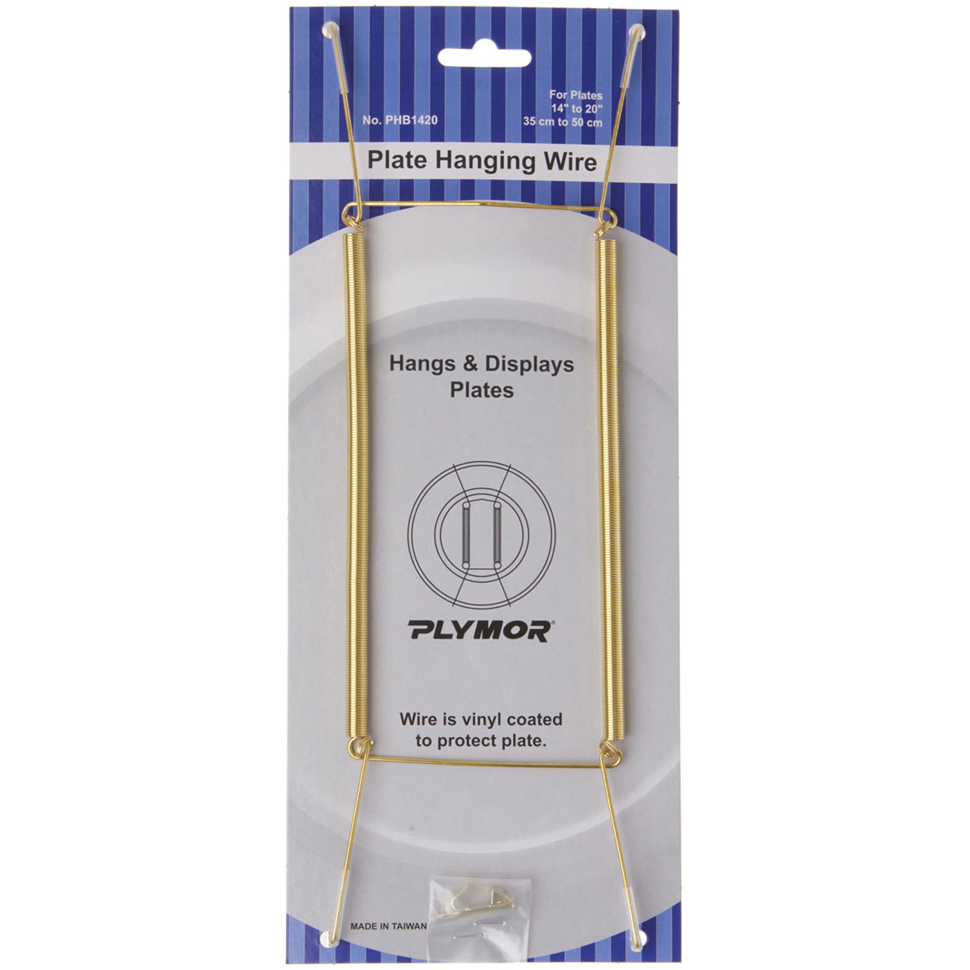 Plymor Shiny Gold Finish Wall Mountable Plate Hanger, 11" H x 3.5" W x 0.5" D (for Plates 14" - 20")