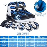 Nattork Adjustable Inline Skates for Boys Blue 4 Size 8 Wheels Light Up view 4