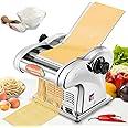 Newhai Electric Pasta Maker Family Noodle Making Machine Dough Roller 2.5mm Spaghetti 4mm Wide Noodle 9mm Fettuccine Cutter 110V US Stainless Steel for Home Use