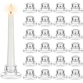 24 Pcs Glass Taper Candle Holders Clear Small Candlestick Holder Bulk Short Glass Candle Sticks Set for Wedding Christmas Party Dining Table Centerpiece Decor