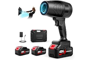 LAAPEE Leaf Blower Cordless Handheld Dust Cleaner, 990000RPM Portable Electric Leaf Blowers with 2 x 4000mAh Batteries, High-Speed Turbo Jet Blower for Patio Cleaning, Lawn Care, Leaves (Black)