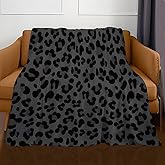 ANIOXCK Throw Blanket for Couch, 300GSM Warm Soft Cozy Flannel Blanket, Cute Blanket for All Seasons Bedroom Home Decor Gifts, Black Leopard Cute 50x60 Inches