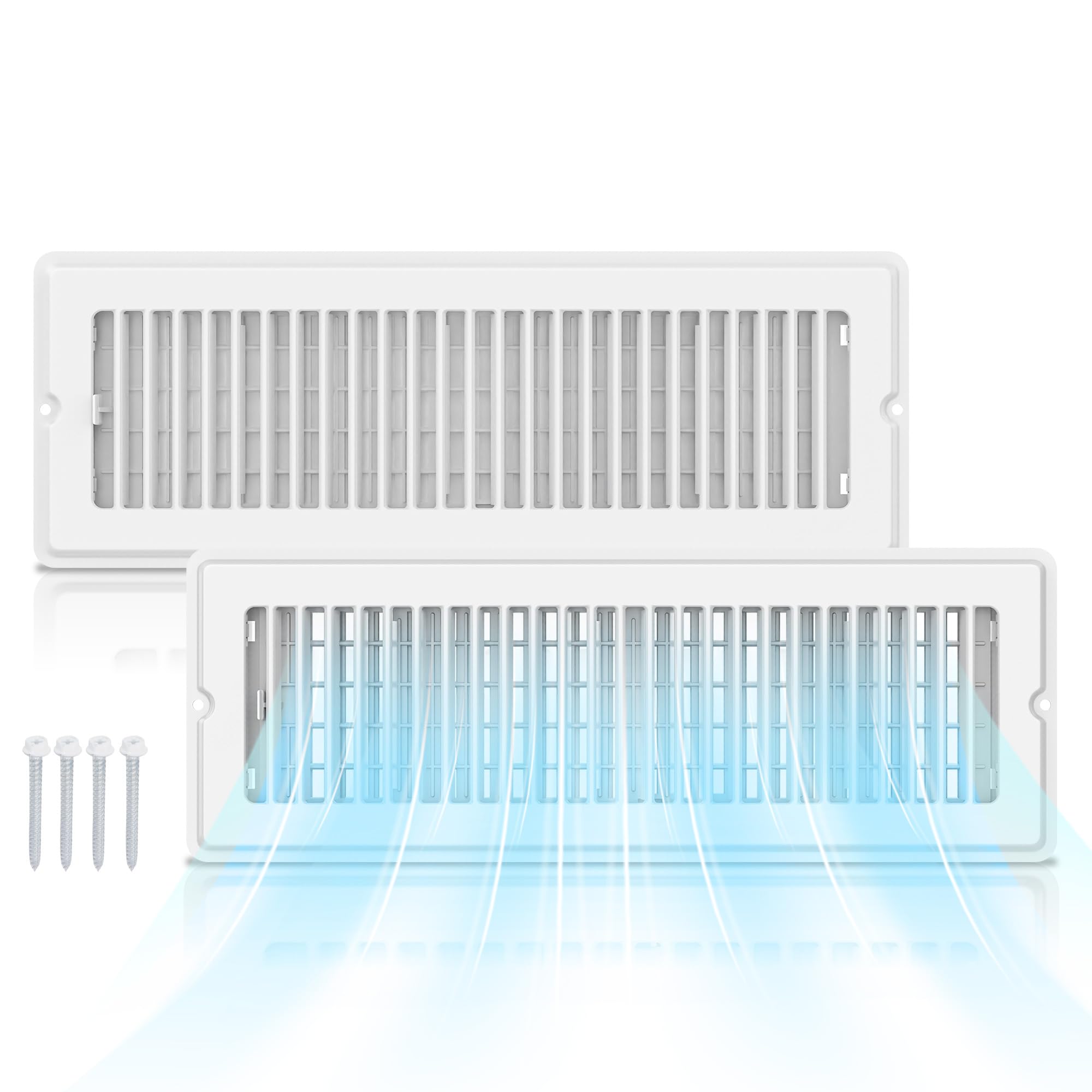 Photo 1 of Floor Register 4x14-2 Pack Vent Covers for Home Floor Wall Ceiling with Screw Heavy Duty Steel Walkable Finish Metal Floor Vent Covers Adjustable Airflow HVAC Register Grilles