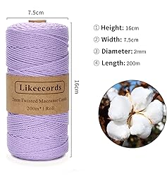 Macrame Cord,2mm x 219yard Cotton Twine String