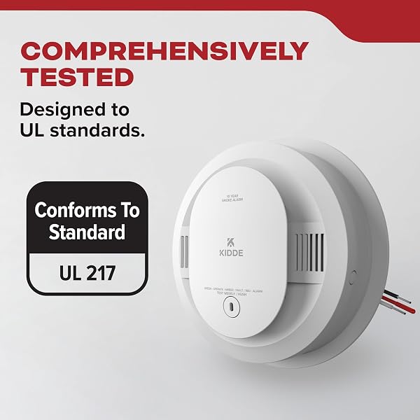 KIDDE HARDWIRED SMOKE DETECTOR, 10-YEAR BATTERY BACKUP, INTERCONNECTABLE, LED WARNING LIGHT INDICATORS, 20SA10