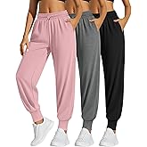 Oakgarden 3 Pack Women's Sweatpants Jogger High Waisted Drawstring Athletic Running Yoga Workout Pants with Pockets