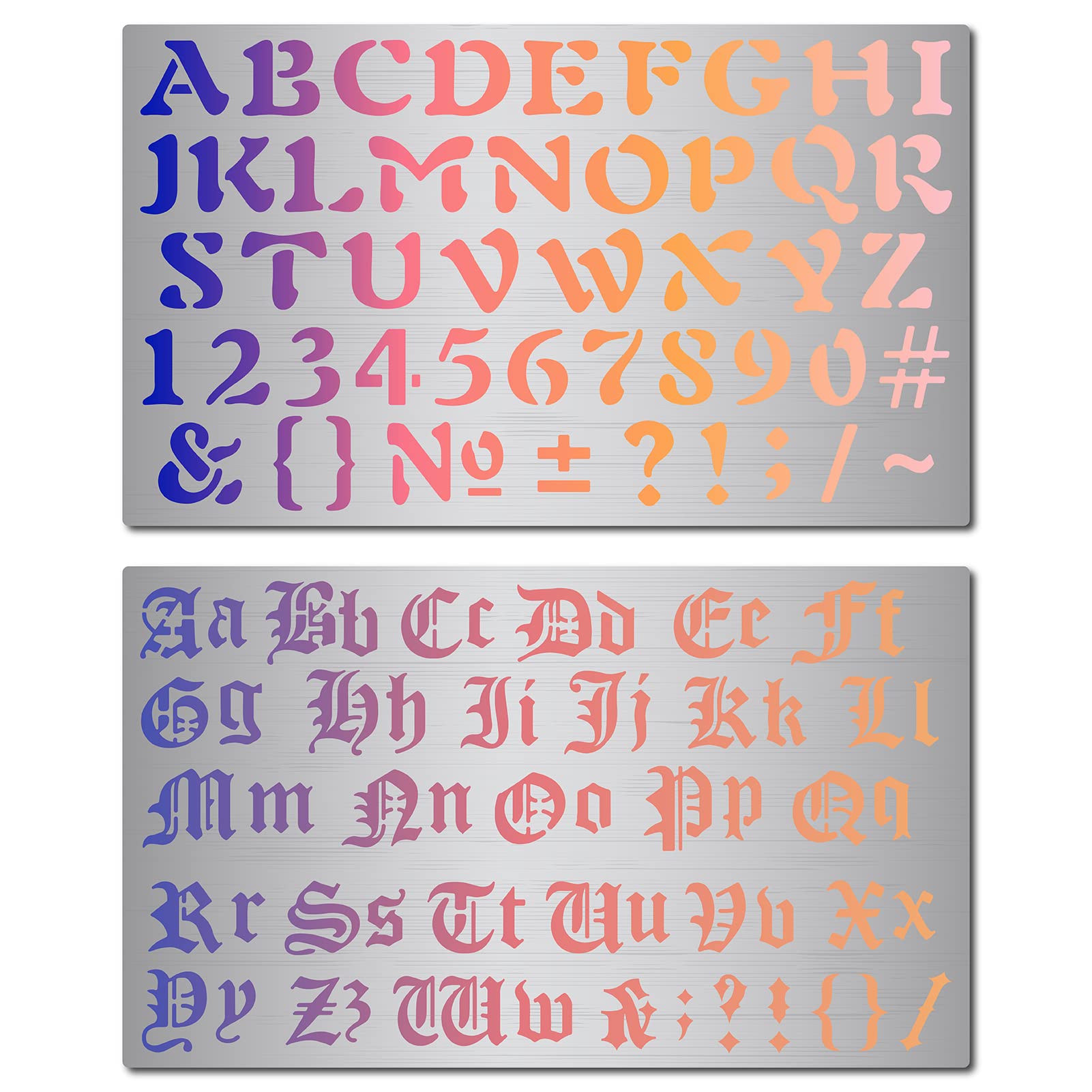 GORGECRAFT 2 Styles Metal Numbers Stencil Alphabet Templates Reusable Stainless Steel Drawing Journal Stencil for Painting on Wood Wall Canvas Pyrography Engraving