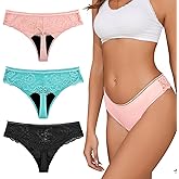 shaperisfree Lace Thong Period Underwear for Women, Leak Proof Period Thongs, Absorbent Panty, Menstrual Thong Bikini Bottom