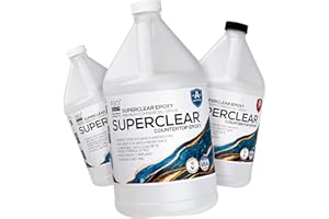Superclear Countertop Epoxy Kit, 3 gal, Food Grade Safe, Ultra Durable Heat UV Resistant for Kitchen Counters, Bathrooms, Bar Tops & Tables, Crystal Clear Gloss, DIY Coat, Formica, Wood, Concrete