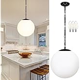 KoKo&Yukina 14" Black Globe Pendant Light Mid Century Pendant Light Milk Glass Pendant Lights Kitchen Island Adjustable Hangi