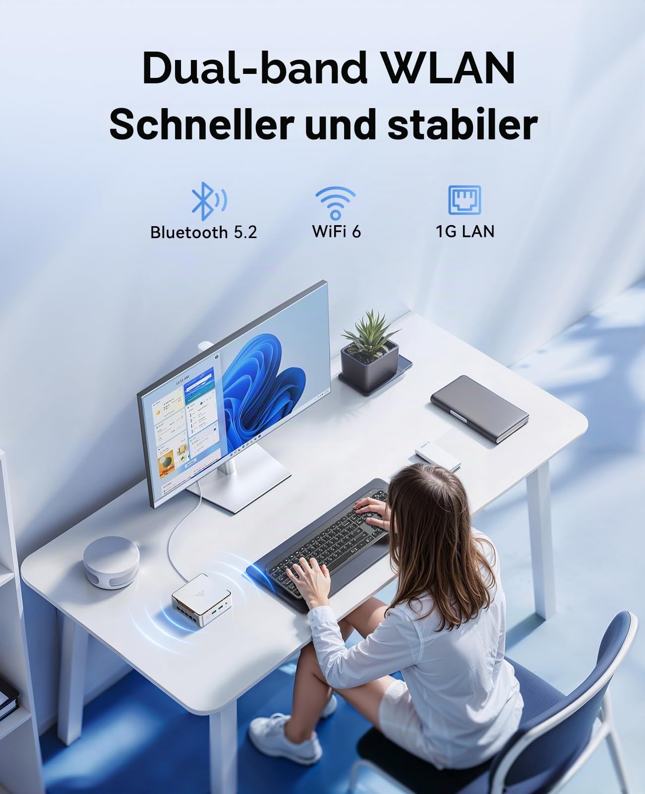 NiPoGi Hyper H2 Mini PC Ιntel Core i9-14900HX(Besser als i9-13900HK, 24C/ 32T), 32 GB DDR4 & 1 TB M.2 NVMe SSD(max. 64GB + 4TB), 55W TDP, WiFi 6E, BT 5.2, Mini Computer W-11 Pro für Büro/Schule/Heim. 6