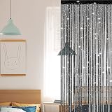 Thboxes Glitter String Door Curtain 39x78.7 Black Backdrop Fly Screen view 5