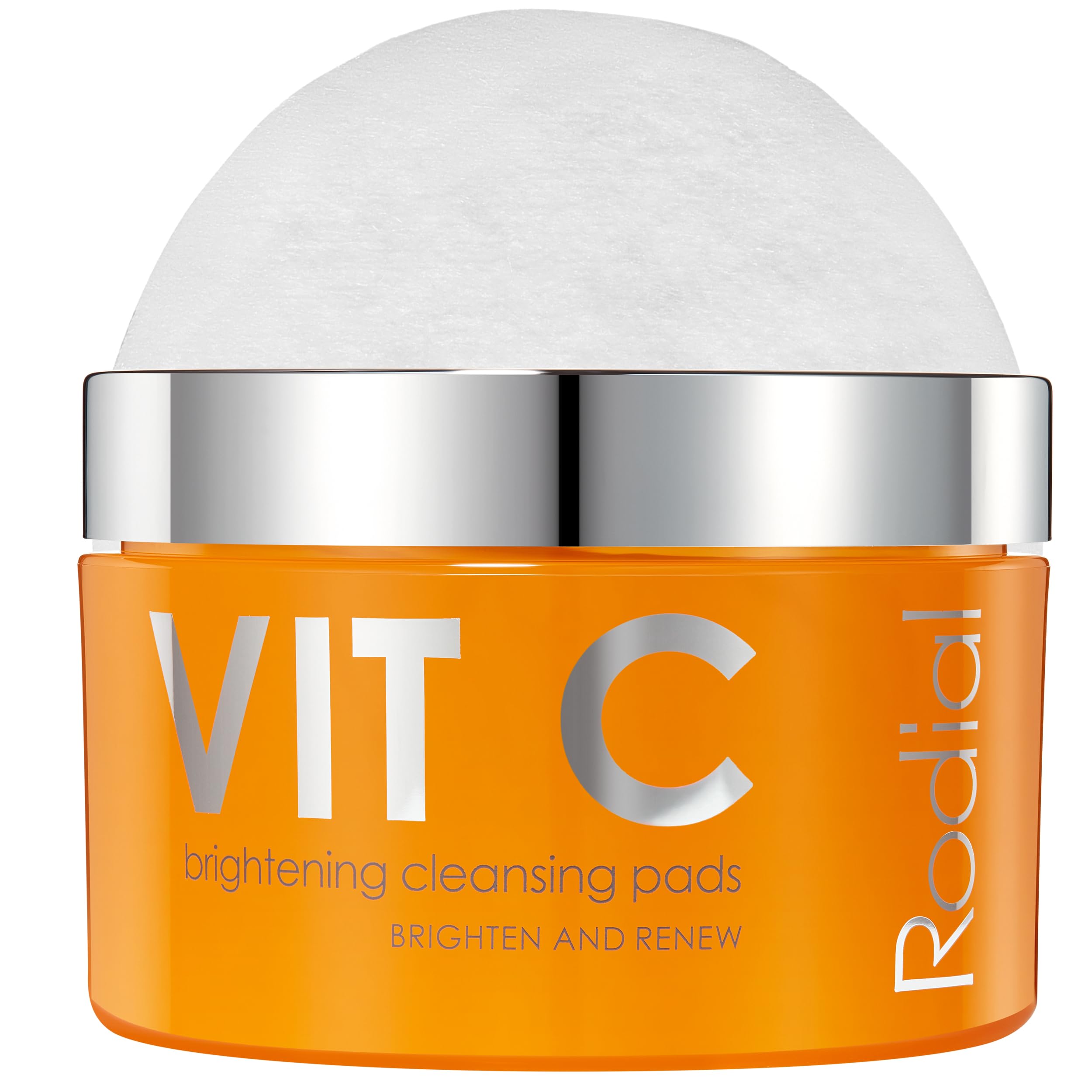 Rodial Vit C Brightening Cleansing Pads 50 Count - Exfoliating Face Pads with Vitamin C, Salicylic & Glycolic Acid for Radiant, Glowing & Refined Skin Texture