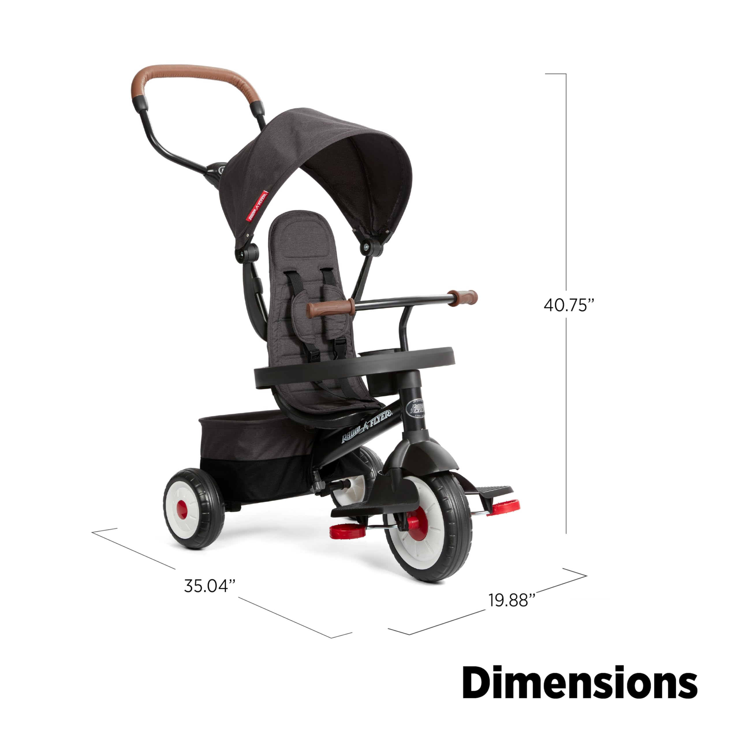 Toddler Bike, Kids Bike, Tricycle Toddler Toys for Ages 2-4, Baby Toy, Radio Flyer 4-in-1 Stroll 'N Trike, for Ages 1-5 Years, Black