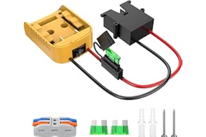 FLYSOON Power Wheel Adapter for Dewalt 20V Batteries Battery Adapter Converter Kit with Switch & Fuse & Wire Terminals & Wire Harness Connerctor&12 AWG Wire for DIY RC Car Adapter Kit