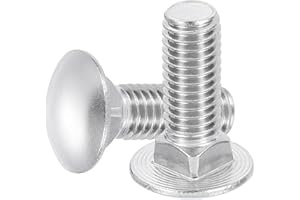 uxcell 10Pcs Carriage Bolts, 1/2"-13x1-1/2 Stainless Steel 18-8 (304) Round Head Square Neck Screws Bolt Screw for Fastening 