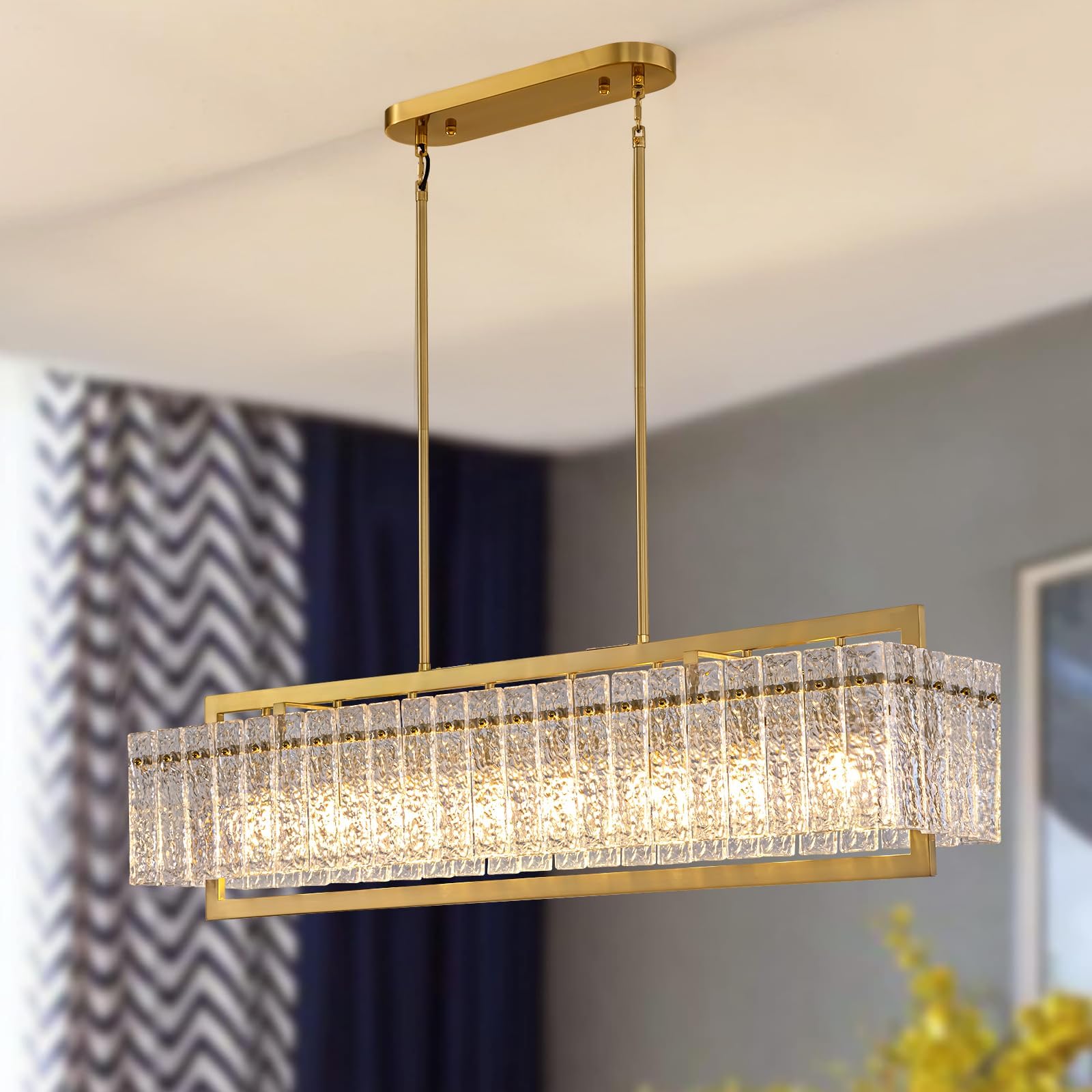 Mua Moooni Gold Dining Room Chandelier Modern Gold Rectangle Crystal ...