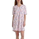 Karen Neuburger womens Henley Elbow Length Sleeve Sleepshirt