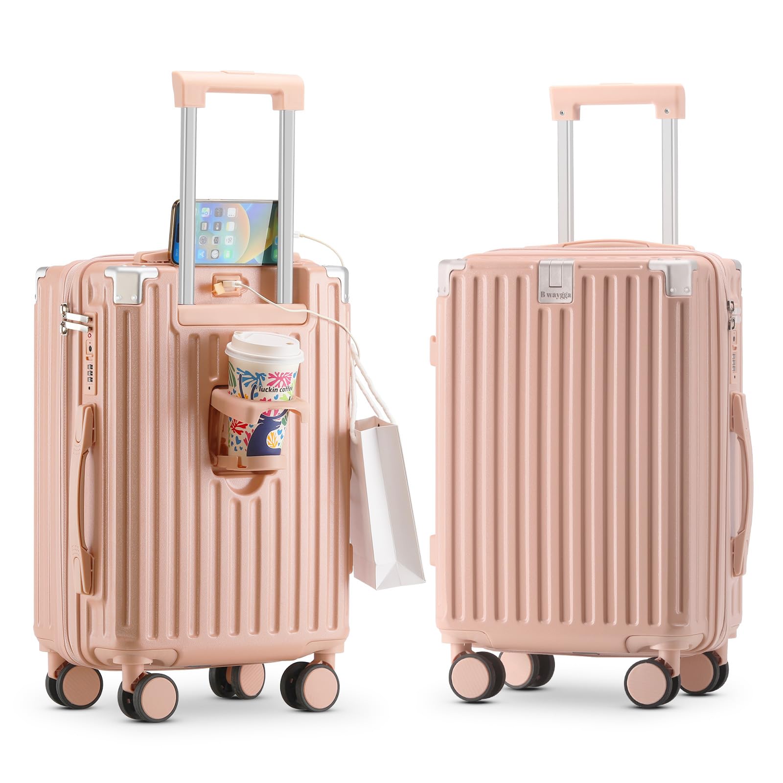 Photo 1 of 20 Inch Carry on Luggage Carry-on with Cup Holder & USB Port, Luggage with Airline Approved TSA Lock, Softside Lightweight carry on luggage 22 x 14 x 9 airline approved 360° Spinner Double Wheels