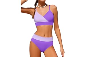 ADIFUN Girls Swimsuit V Neck Bikini Set Color Block with Cover Up 3Pcs Bathing Suits