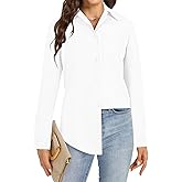 Rooscier Women's Button Down Collared Long Sleeve Office Work Blouse Shirt Top with Pocket