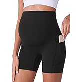 POSHDIVAH Maternity Shorts for Women Over Belly Biker Summer Pregnancy Workout Yoga Active Running Short Leggings 5"