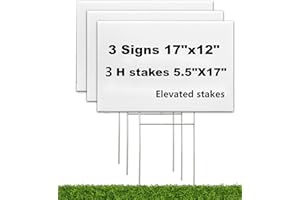 WENWELL Blank Yard Signs with H Metal Stakes 17x12 in,Real Estate Garage sale Signs Double Sided,Corrugated Plastic Lawn Sign for Birthday,DIY Custom Outdoor Sign for House,Road,Outside,3 Packs