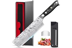 MOSFiATA 7 Inch Nakiri Knife, German High Carbon Stainless Steel EN1.4116 Chef's Knife, Professional Multipurpose Meat & Vege