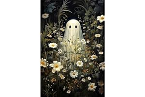 ETERKOSU Ghost Stamped Cross Stitch Kits for Beginner, Halloween Needlepoint Counted Cross Stitch Embroidery Kits for Adults, 11CT Daisy Flowers Dimensions Counted Cross-Stitch Patterns Arts Craft Kits