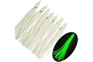 QHDJIANHUI Squid Skirts Fishing Saltwater Glow Trolling Squid Swimbait Lures Luminous Octopus Skirts Soft Plastic Fishing Bait for Bass Salmon Trout 1.96in,3.54in,4.33in Pack of 20