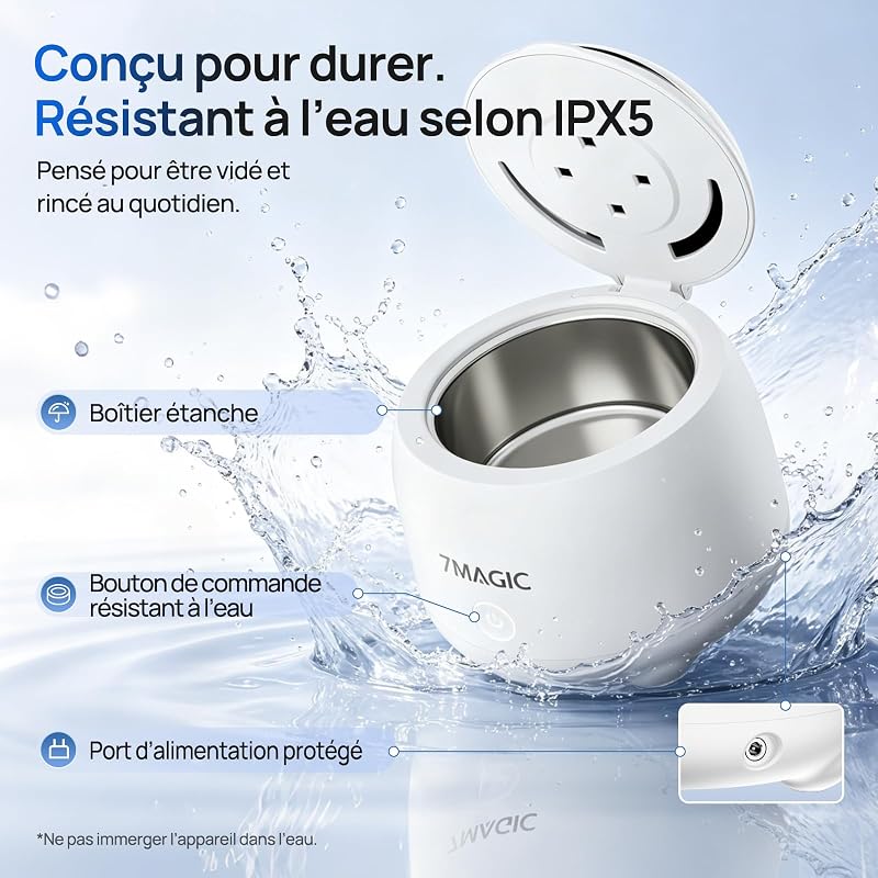 Nettoyeur ultrasons pour gouttières, 48 kHz, UV-C, Blanc