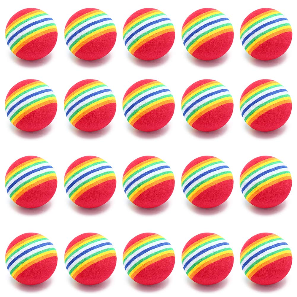 BETOY 20pcs Sponge Golf Ball Golf Training Soft Balls Practice Ball Rainbow Color, for Indoor/Outdoor Golf Practice (Red)
