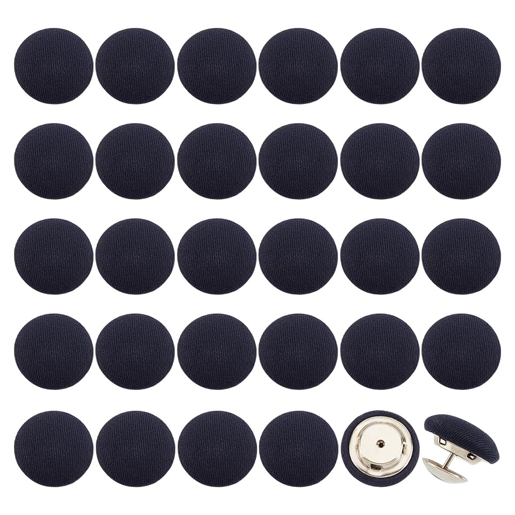 BENECREAT 32 Sets 17mm/0.67Inch Baseball Cap Button Top Replacement Hats Buttons, Black Cloth Covered Hat Button for Hat Replacement Repair Jeans Blouse Sewing, BC1