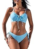 ZAFUL Women's 2 Piece Tie Front Bikini Set Swimsuit