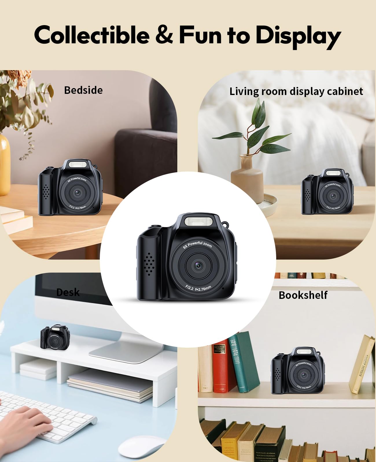 FLATIC Mini Keychain Camera –4K Digital Tiny Camera with 32GB Card & Elegant Gift Box, Fun Pocket-Sized Gadget for Kids & Adults, Collectible Gift for Travel, Birthdays & Stocking Stuffers, Black