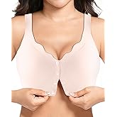 Tupaba Jelly Front Closure Bras for Women Wireless Padded Post Surgery Bra No Underwire Seamless Full Coverage Comfortable