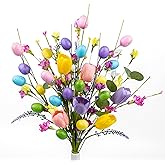 DIYFLORU 10 PCs Modern Easter Table Centerpiece Decorations 17 inches Rustic Easter Flowers Artificial for Decoration Colorful Egg Picks with Tulip Floral Stems for Vase Indoors Table Decor