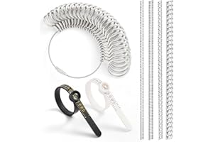 JANETIHUI Ring Sizer Measuring Tool, Ring Adjuster for Loose Rings Women & Men, 1 Metal Ring Measurer (US 0-13 with Half Sizes), 2 Magnifier Ring Sizers (US 1-17), 4-Pack Ring Size Adjuster, Ring Sizing Kit