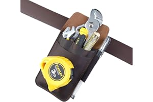 VIPERADE PJ14 Leather Tool Pouch, Tape Measure Holder, Pliers Pouch, Screwdriver Holster, 4 Pockets Organizer Sheath with 1 Tactical Pen Loop