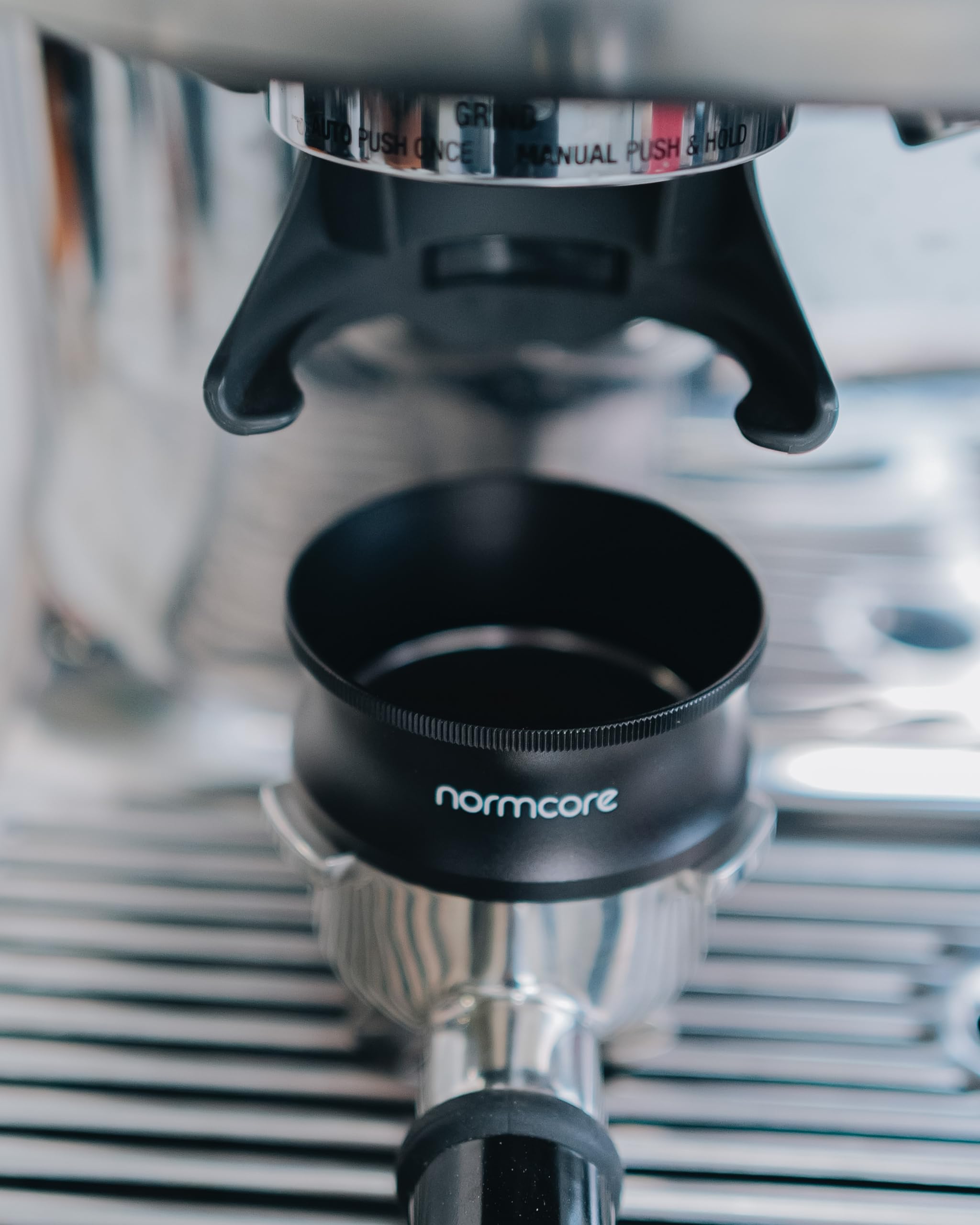 Normcore 54mm Magnetic Dosing Funnel V2, Espresso Coffee Dosing Ring, 28mm Anodized Aluminum with 9 Neodymium Magnets Fits 54mm Breville Portafilter, Black