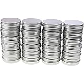 LJY 24 Pieces Round Aluminum Cans Screw Lid Metal Tins Jars Empty Slip Slide Containers (2 oz)