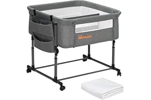 MTWML Twin Bassinet for 2 Babies,Portable Twins Crib with Storage Bag and Replaceable Mattress Cover,Adjustable Height Double